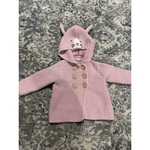 Baby Boden Pink Knit Cat Sweater Size 6-12 Months